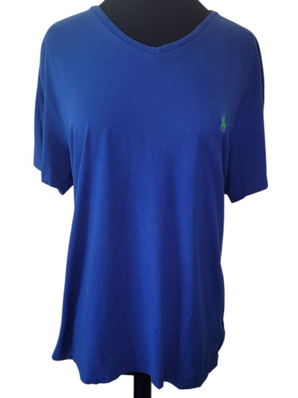 Polo Ralph Lauren Blue V-Neck Tee L Preppy Casual Classic